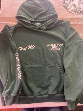 LONELY GHOST Forest Green 'Text Me' Pullover Hoodie